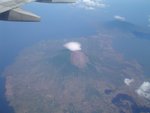 Going over volcano in airplane